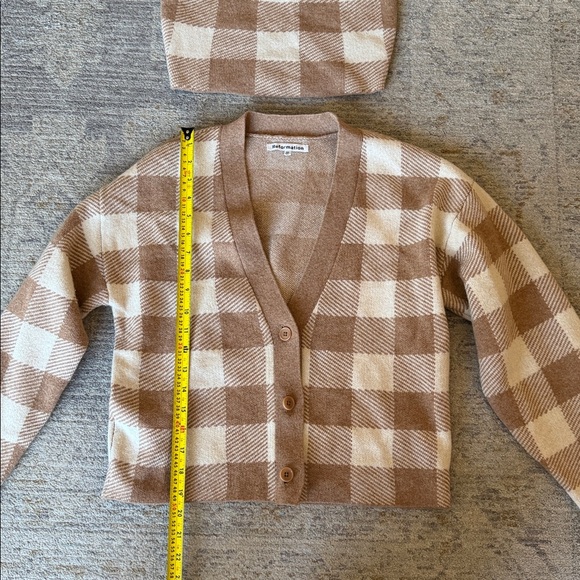 Reformation Checkered Brown and Cream Cardigan Set - Picture 3 of 10